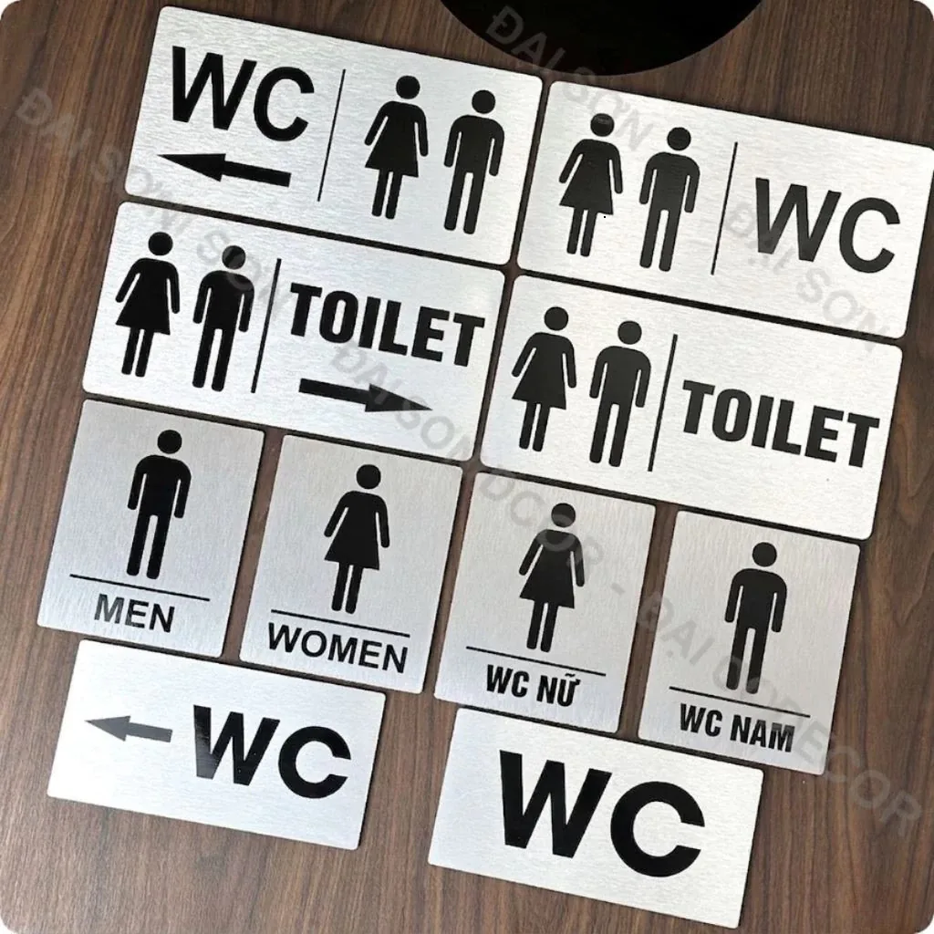 Biển Chỉ Dẫn Vệ Sinh Chất Liệu Alu Xước Cao Cấp, Biển Chỉ Dẫn Nhà Vệ Sinh, Toilet, Biển Nội Quy Vệ Sinh ,Vệ Sinh Nam/ Nữ
