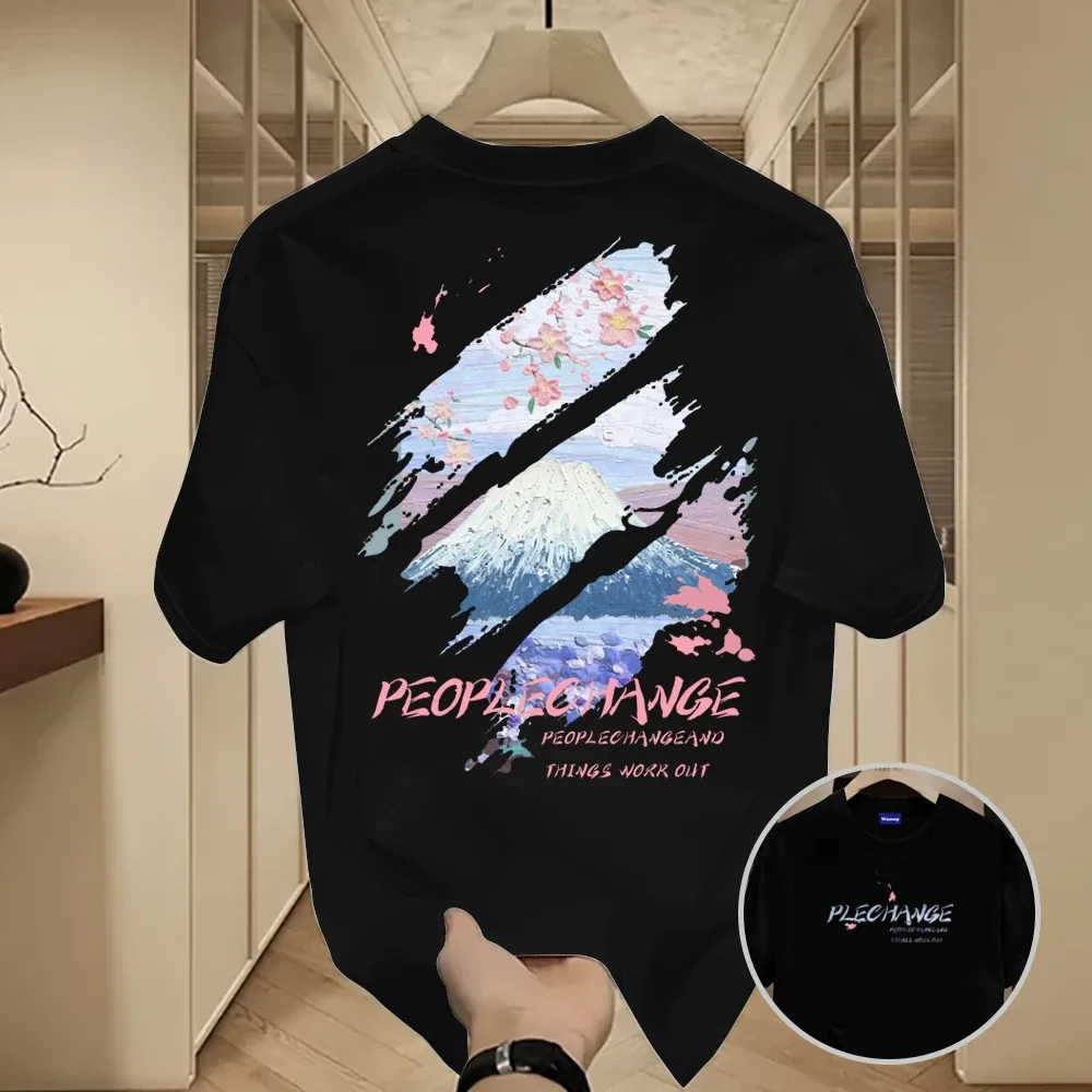 Sakura Mount Fuji-Áo thun nam mới! 100% cotton, thời trang, Unisex
