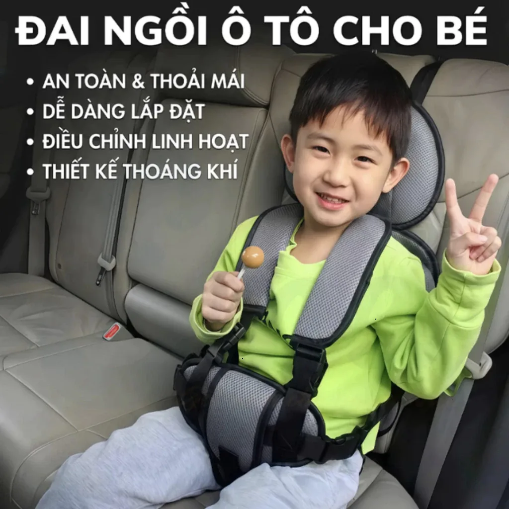 Đai Ghế Ô Tô Cho Bé 1-5 Tuổi Dây An Toàn Thoáng Khí Bền Đẹp Dễ Lắp Phù Hợp Nhiều Loại Xe
